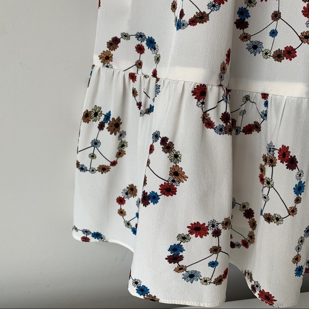 Sandro Paris 100% Silk Sleeveless Dress Floral Off White Mini Sheer Women's Sz 6 - Picture 7 of 13